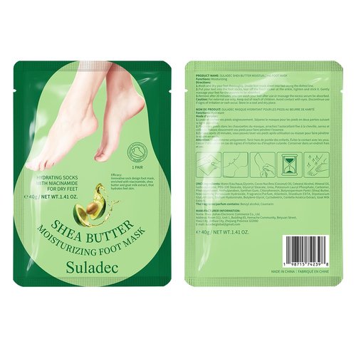 SULADEC Moisturizing Foot Mask with Shea Butter and Goat Milk, Hydrating Foot Masks for Dry Cracked Feet, Dry Skin Moisturizer for Soft and Smooth Touch Feet - Men Women - 5 Pairs