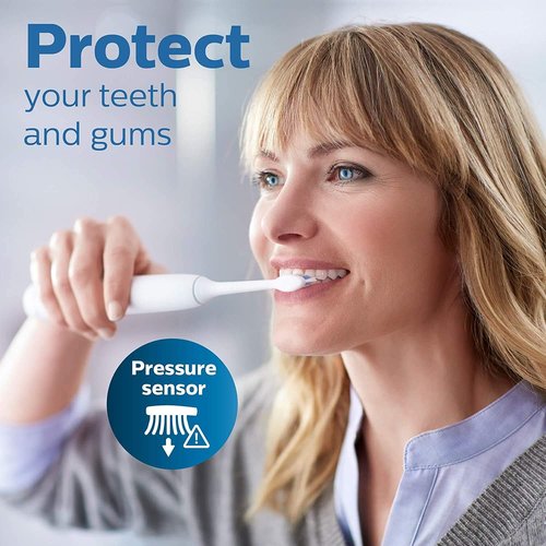 Philips Sonicare Rechargeable Electric Toothbrush - Pressure Sensor, 3 Modes, Travel Case, Deep Purple, Model HX6471/03