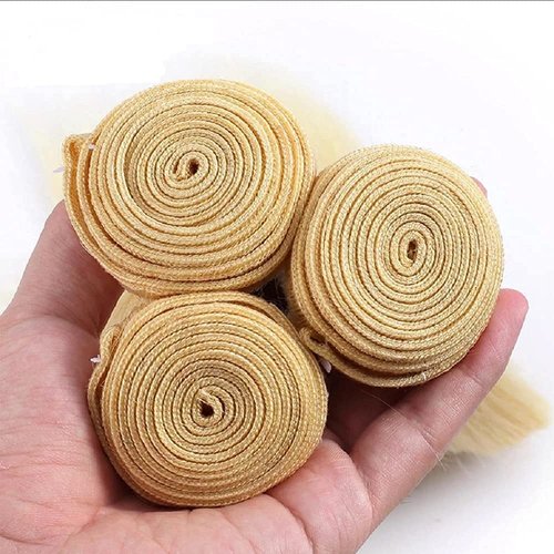 Aikebi Brazilian Human Hair Bundles 12 14 16 Inch Blonde 613 Color Body Wave Bundles Human Hair 100% Unprocessed 10A Quick Weave for Black Women Soft Sewn In with Double Weft