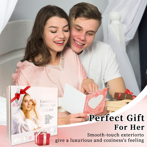 My Novel Things Birthday Gifts For Women, Bathrobe Set With Silky Satin Sleep Mask, Spa Robe and Slippers set, Scented Candle Self Care 7 Pack Set Suitable For Christmas Thanksgiven Day Red