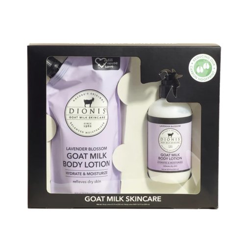 Dionis Goat Milk Lavender Blossom Body Lotion & Refill Pouch 2-Piece Gift Set