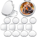 Jetec 12 Pcs Sublimation Blanks Products Small Compact Mirror Bulk Heat Transfer Folding Pocket Makeup Mirror Heart Round Square Double Sided Handheld Sublimation Mirror for Women Gift Purse Travel