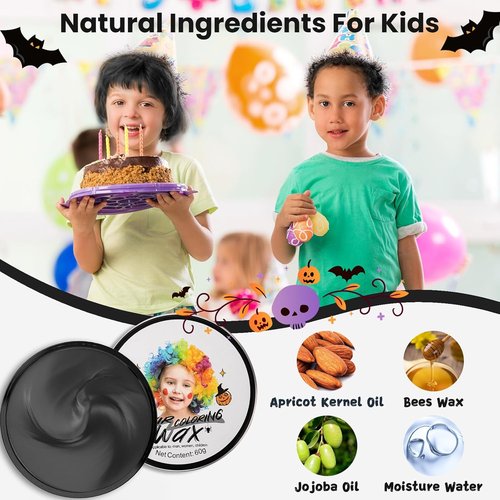 Hansuby Temporary Black Hair Color Wax - Washable Styling Mud for Kids | Instant Dye for Cosplay & Halloween