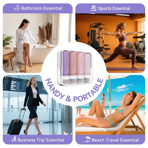 PanLuoNais Silicone Travel Bottles for Toiletries, TSA Approved Leak-Proof Toiletry Containers for Airplane & Vacation