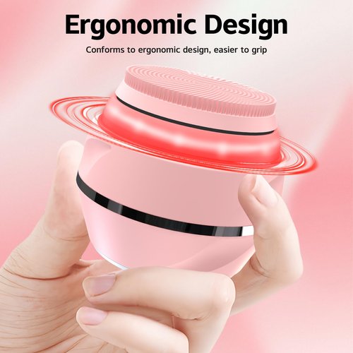 Peledic Face Cleansing Brush, Waterproof Silicone Facial Cleansing Brush, 6 Modes, 3 Light Effect, Rechargeable Electric Exfoliator Deep-Clean Scrubber for Women and Men