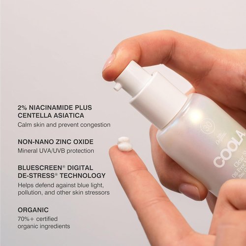 COOLA Clear Skin Oil-Free Moisturizer - SPF 30 Sunscreen with Niacinamide & Centella Asiatica | 1.1 Fl Oz