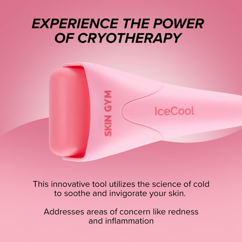 SKIN GYM CryoGel Pink Roller, Cooling Facial Tool for Puffiness and Skin Firming