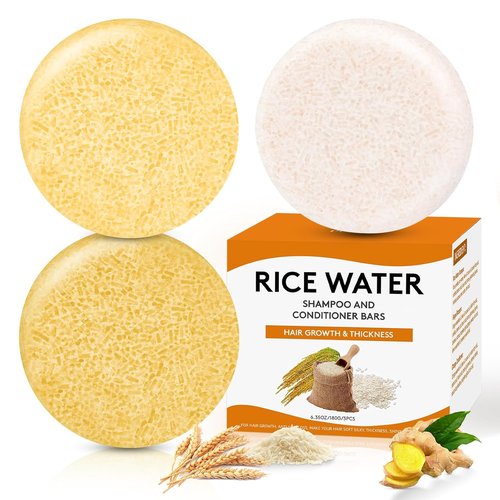 Skiennix Rice Water Shampoo & Conditioner Bar - Ginger Formula for Hair Growth | PH Balanced, Paraben & Silicone Free
