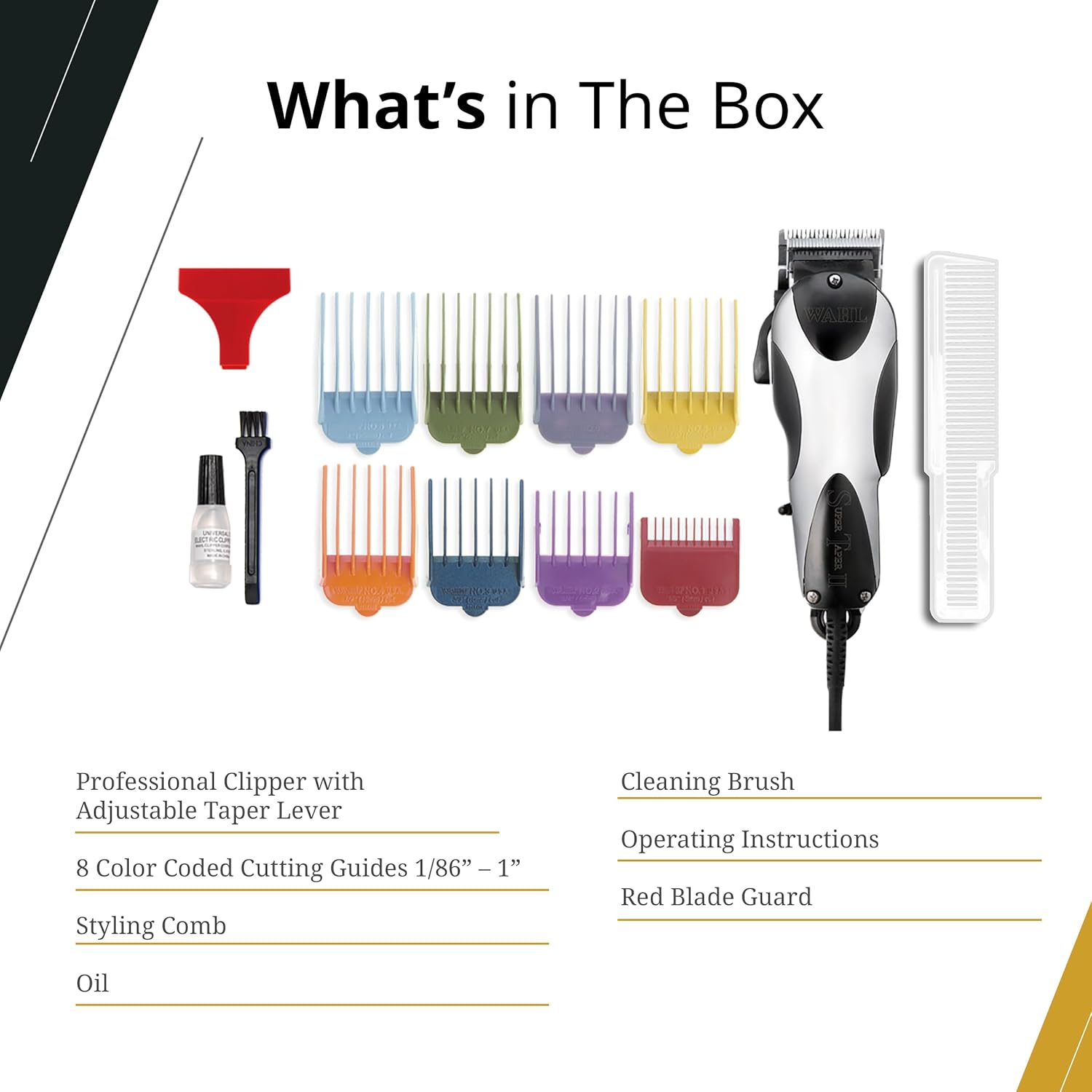 Wahl Professional Super Taper II Corded Clipper - Adjustable Blade for High-Performance Haircuts | Silver