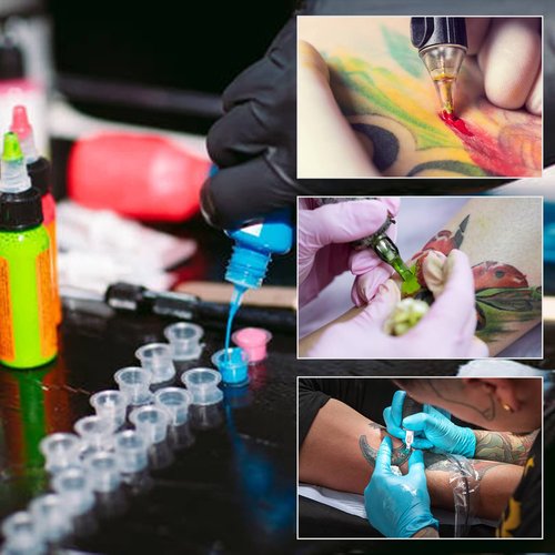Tattoo Ink Caps Cups Medium - Autdor 1000pcs Tattoo Cups Pigment Caps Disposable Tattoo Ink Cups for Microblading Permanent Makeup Tattoo Pigment Clear Holder Container Caps Tattoo Supplies