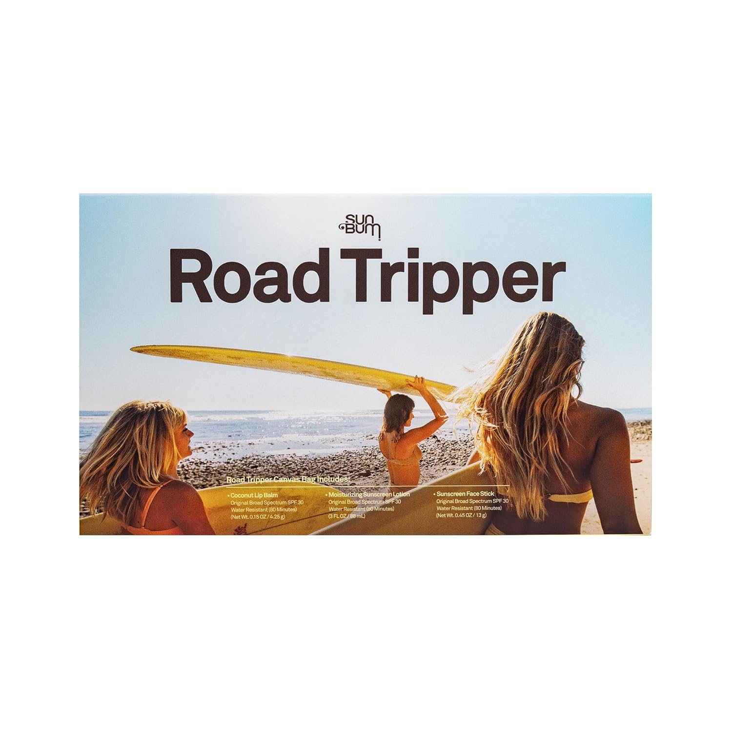 Sun Bum Road Tripper - Travel-Sized Sun Care Pack with SPF 30 Sunscreen, Face Stick & Lip Balm - TSA Friendly