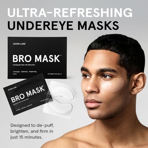 JAXON LANE BRO Mask | Hydrogel Under Eye Patches for Men - Anti-Aging Treatment for Dark Circles (6 Pack)