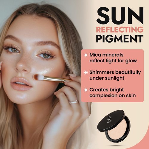 Organic Highlighter Makeup Powder, Diamond Dust - Talc-Free, Lightweight & Vegan Shimmer Highlighter for Radiance on Face, Body & Collarbone - No Paraben, Cruelty-Free, Made in USA