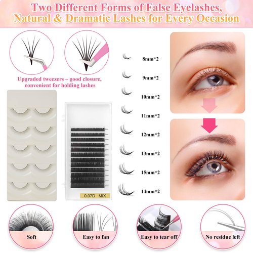 Tetutor Lash Kits Extensions Kit for Beginners, Eyelash Lash Extension Kit for Beginners with Lash Mannequin Head, Lash Extension Practice Kit Starter Kit with Everything USB Fan, Lash Glue, Shampoo
