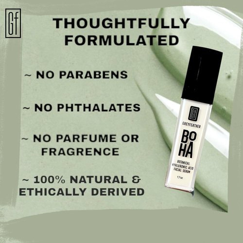 Greyfeather Hyaluronic Acid Serum for Face - Botanical Hydration with Vitamin C & E | Anti-Aging, 1.7oz