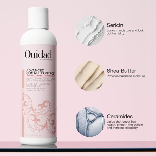 Ouidad Frizz-Free Hair Care Kit | Anti-Frizz Shampoo, Conditioner & Gel for Curly Hair – 3-Piece Set with Canvas Bag