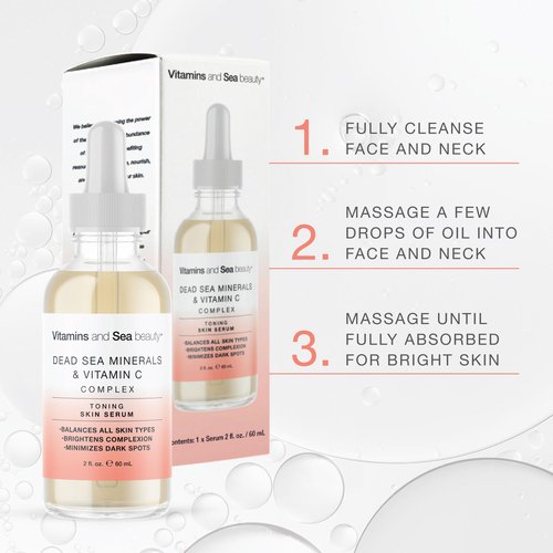 Toning Skin Serum with Vitamin C Complex & Dead Sea Minerals – Brightening, Dark Spot Minimizer, Toning Facial Serum – Vegan, Paraben-Free – 2 fl oz