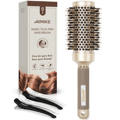 AIMIKE Round Hair Brush - Medium Nano Thermal Ceramic & Ionic Brush for Blow Drying & Styling | 2.9 Inch Barrel