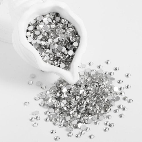 Eleegem 2000PCS SS20 Flatback Rhinestones | 12-Facet Diamond-Cut Glass Gems for Nail Art, Clothing, DIY Crafts |Glue-On Decoration Stones with Silver Backing(Crystal)
