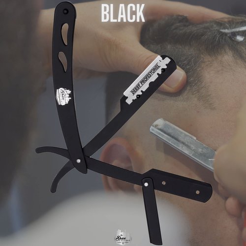 The Shave Factory Straight Edge Razor Kit - with Single Stainless Steel razors for men from (Black, Derby Premium Single Edge)