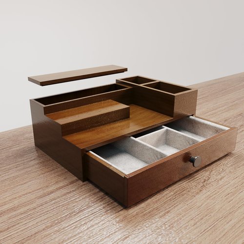 UUyuality Pine Wood Cologne Stand Organizer for Men, 3 Tier Cologne Display Shelf Organizer with Hidden Compartment and Velvet Lining Drawer, Perfume Display Holder (Brown, 01)