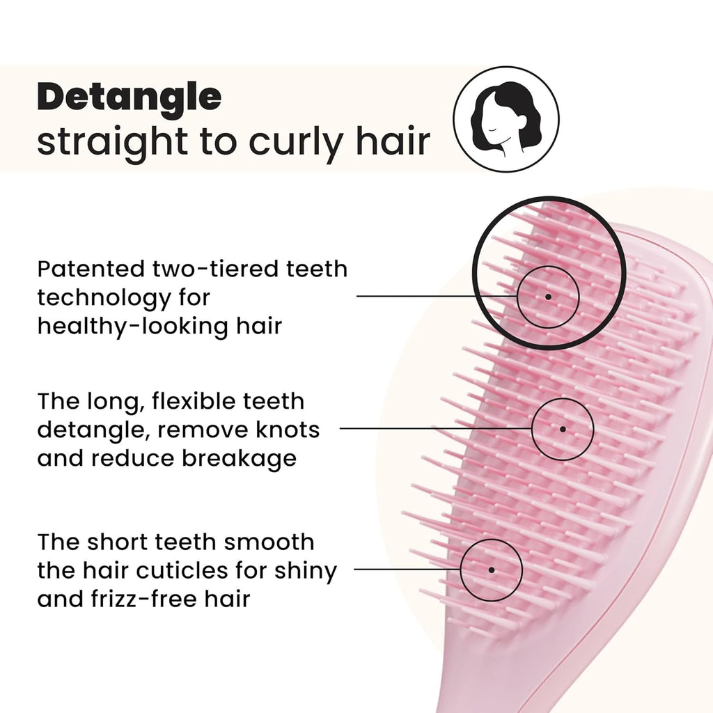 Tangle Teezer Ultimate Detangler Brush - Travel-Size Mini for Straight to Wavy Hair | Millennial Pink, Reduces Breakage