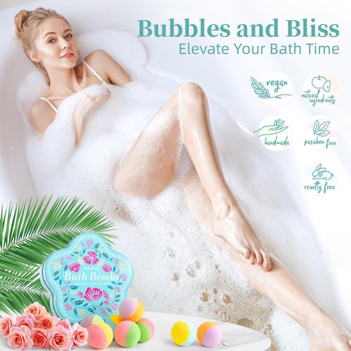 Bath Bomb Gift Set – 10 Handmade Bath Bombs with Natural Ingredients, 5 Aromatic Scents, Relaxing Spa Bombs for Women, Men, and Kids, Best Birthday Gifts for Stress Relief and Relaxation