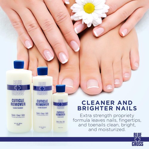Cuticle Remover & Softener Liquid for Nails – Blue Cross Professional Nail Care with Lanolin, Hydrating Treatment for Dry Cuticles & Hangnails, Made in USA, 8oz
