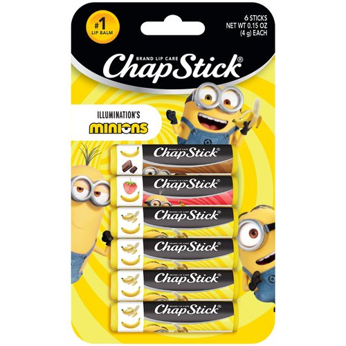 ChapStick Lip Balm Set - Minions Banana-Nana & Variety Pack (6 Sticks) | Perfect Kids' Party Favors, 0.15 Oz Each