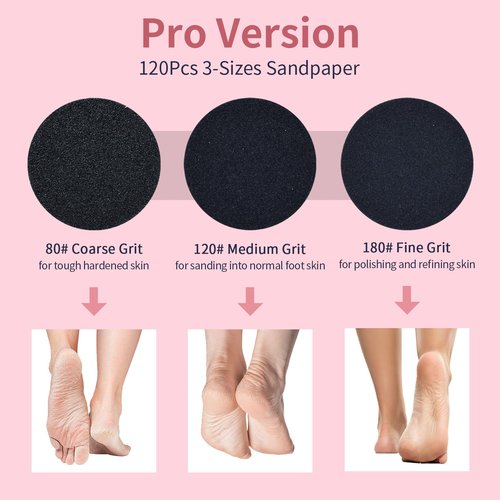 AprElm 4.8IN Longer Electric Foot Callus Remover with 120pcs Sandpaper Discs, Professional Aluminum Callus Remover for Feet, Stepless Speed Control Pedicure Tools for Dead Skin (Black-pro)