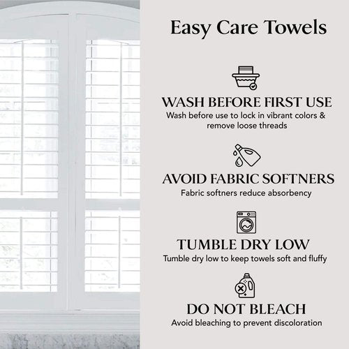 DecorRack 8 Piece Towel Set, Cotton, Highly Absorbent, Super Soft, Quick Dry, 4 Washcloths (13"x13"), 2 Bath Towels (27"x54"), and 2 Hand Towels (16"x28"), White (Set of 8)