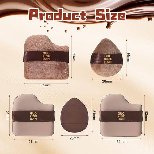 2 Box Chocolate Color Quick Makeup Foundation Puff Set，Sponge Air Cushion Powder Puff，Mini Powder Puff Collection (1 Box of 6 PCs)