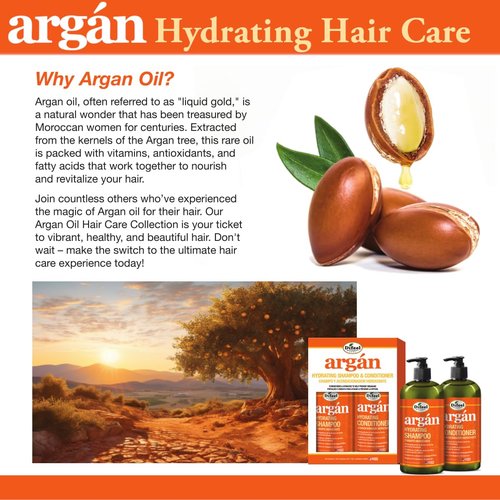 Difeel Argan Hydrating Shampoo - Natural Sulfate-Free Argan Oil Formula | 33.8 oz for Healthy Hair