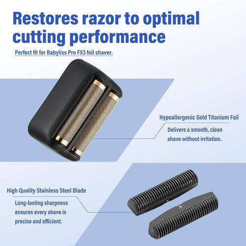 BaByliss FX3 Foil Shaver Replacement Head - Black Razor Foil with 2 Cutter Blades | 1 Piece