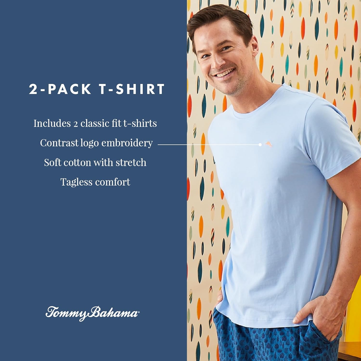 Tommy Bahama - Men's Essential Short Sleeve T-Shirts | 2-Pack Stretch Jersey Tops for Sleep & Lounge