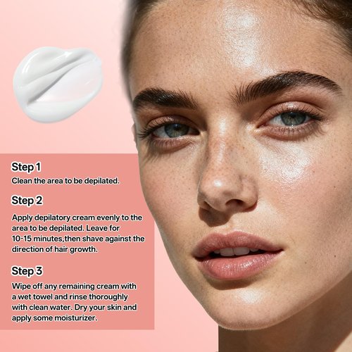 Facial Hair Removal Cream, Professional Depilatory Care Soothing Cream,Peach Infused Depilatory, Smooth Skin Treatment for Women & Men (Pack of 2)