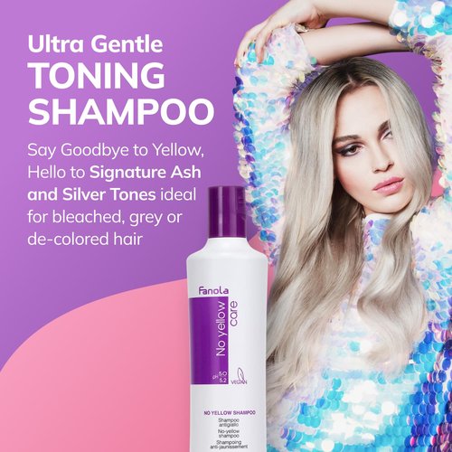 Fanola No Yellow Purple Shampoo - Color Depositing Formula for Blondes & Grey Hair - 11.83 Fl Oz