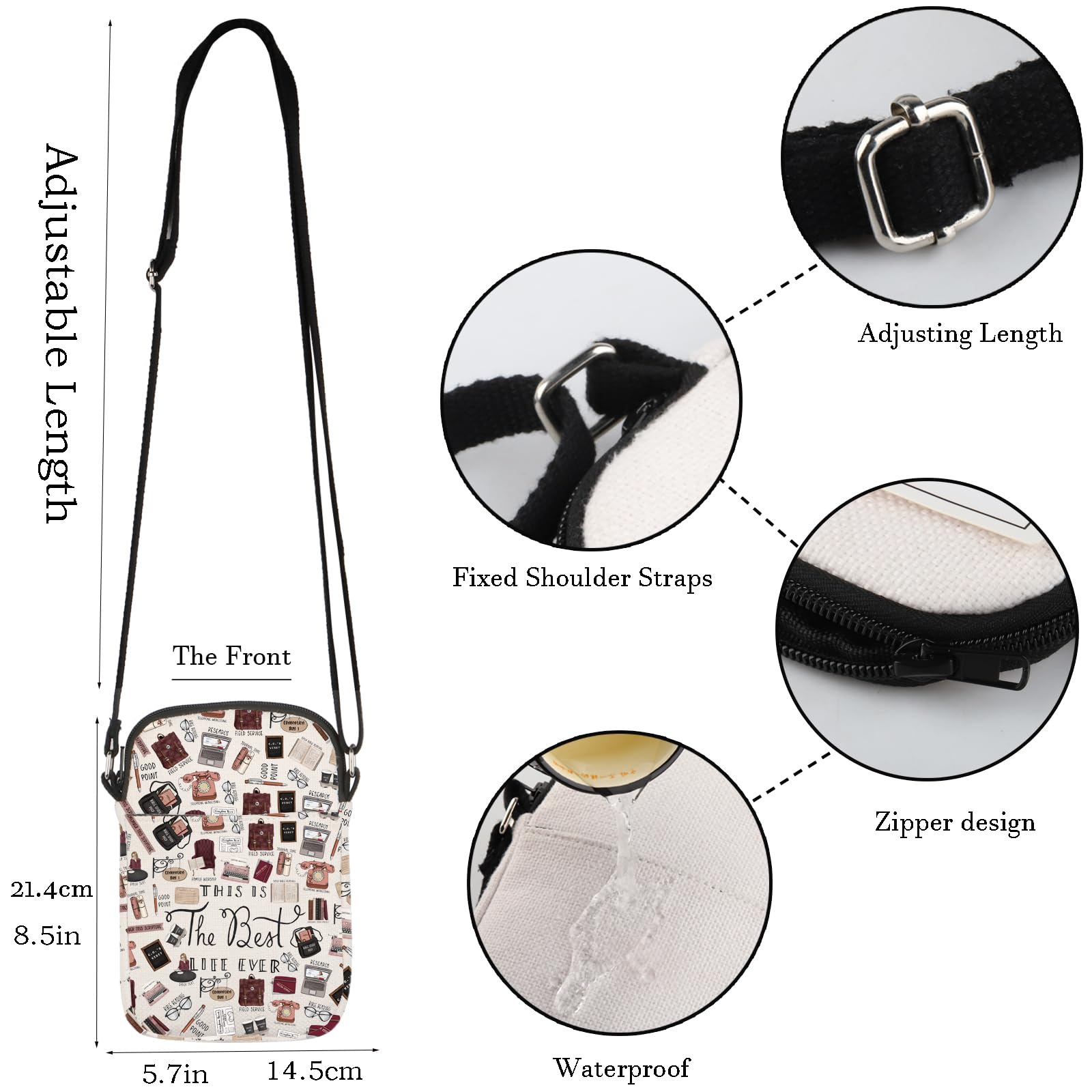 WCGXKO Pioneer Definition JW Gift Pioneer Crossbody Bag Gifts For Pioneer Jehovah's Witness JW Canvas Crossbody Bag (The Best LIFE1 CR)