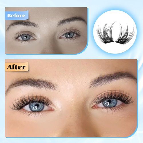 PHKERATA 12mm Wispy Lash Clusters Natural Cluster Eyelash Extensions DIY Individual Lashes C Curvature Eyelash Clusters for Daily Wear with Soft Lash Band
