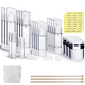 KOUWICH 34 Pack Airless Pump Jars Set, 1.7/1/0.7/0.34oz Refillable Travel Size Containers, Leak-Proof Toiletry Bottles for Skincare and Creams, Lotion, Eye Cream, Liquid, Foundation, Shampoo