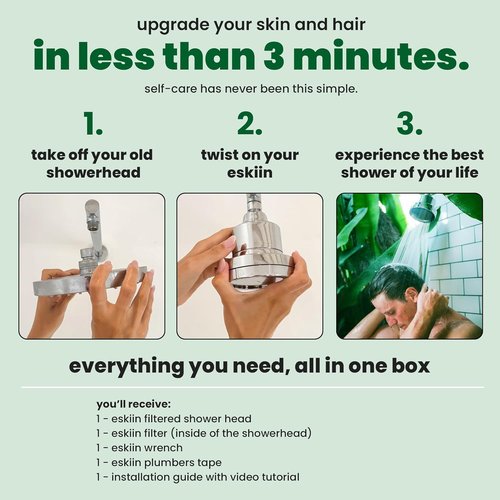 Eskiin Shower Head Replacement Filter - High Pressure Cartridge for Smooth Hair & Skin