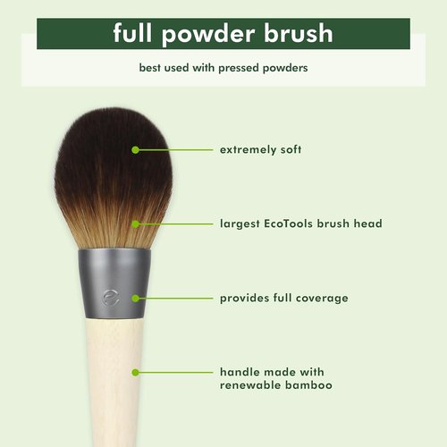 EcoTools Full Powder Brush - Fluffy Makeup Brush for Loose & Pressed Powder, Soft Bristles, Eco-Friendly
