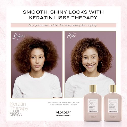 Alfaparf Milano Lisse Design Keratin Shampoo & Conditioner Set - Sulfate-Free, Anti-Frizz Formula for Smooth, Straight Hair