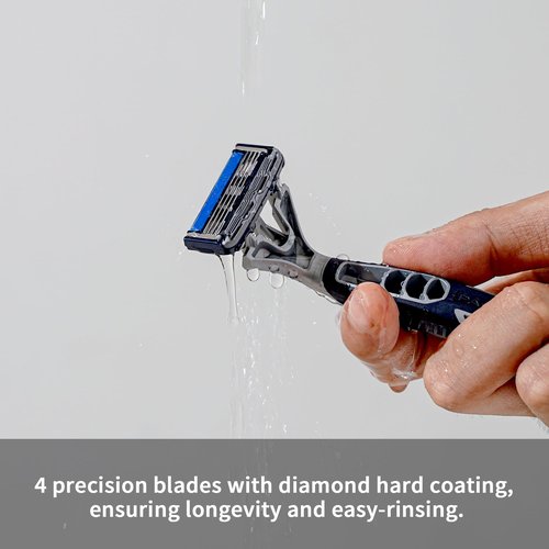 DORCO Pace Pro 4 Disposable Razors, 9 pack - Long Lasting 4 Blade Technology with a Precision Trimmer, Safety Guard Bar, Pivoting Head and Non-Slip Rubber Handle (9 Razors)