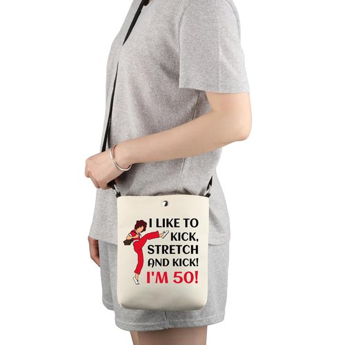 G2TUP TV Show Inspired Gift I Like To Kick I'm 50 Crossbody Bag Fun Skit Lover Cosmetic Bag TV Show Characters Fans Gift (I Like To Kick I'm 50 X)