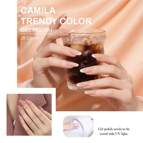 CAMILA ¿ 6pcs 15ml Hema Free Tpo Free Gel Polish Set Jelly Pink Gel Nail Polish Kit Soak Off Gel Polish Manicure Salon For Women J Set