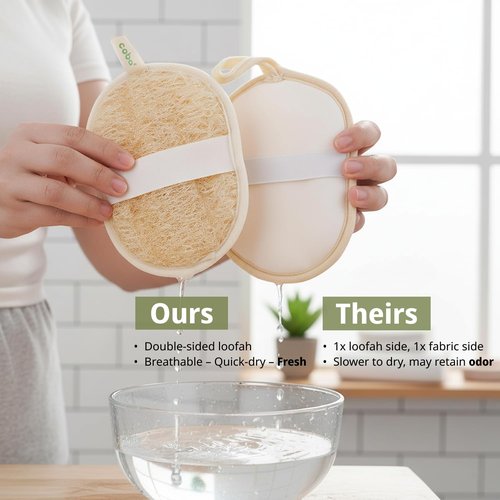 Coba Straws Natural Loofah Exfoliating Body & Facial Scrubber Set | 100% Plant-Based Shower Luffa Sponge for Deep Cleansing, Smooth & Glowing Skin | Bath Loofah for Women & Men