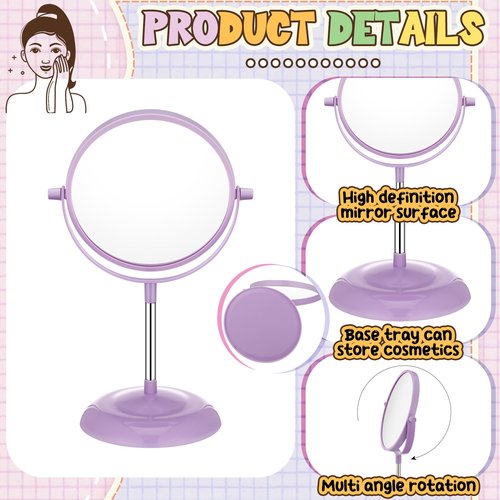 DoubleFill 6 Pcs Spa Party Mirror Spa Party Supplies Sleepover Favors Accessory Make up Table Mirror for Sleepover Slumber Birthday Favors Adult Women Gift(Purple)