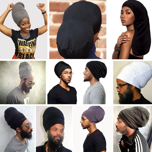 4 Pcs Dreadlock Stocking Caps for Men Spandex Dreadlock Cap Overnight Sleep Cap Elasticity Soft Lightweight Comfortable Sleeping Head Wrap Headwear for Men and Women