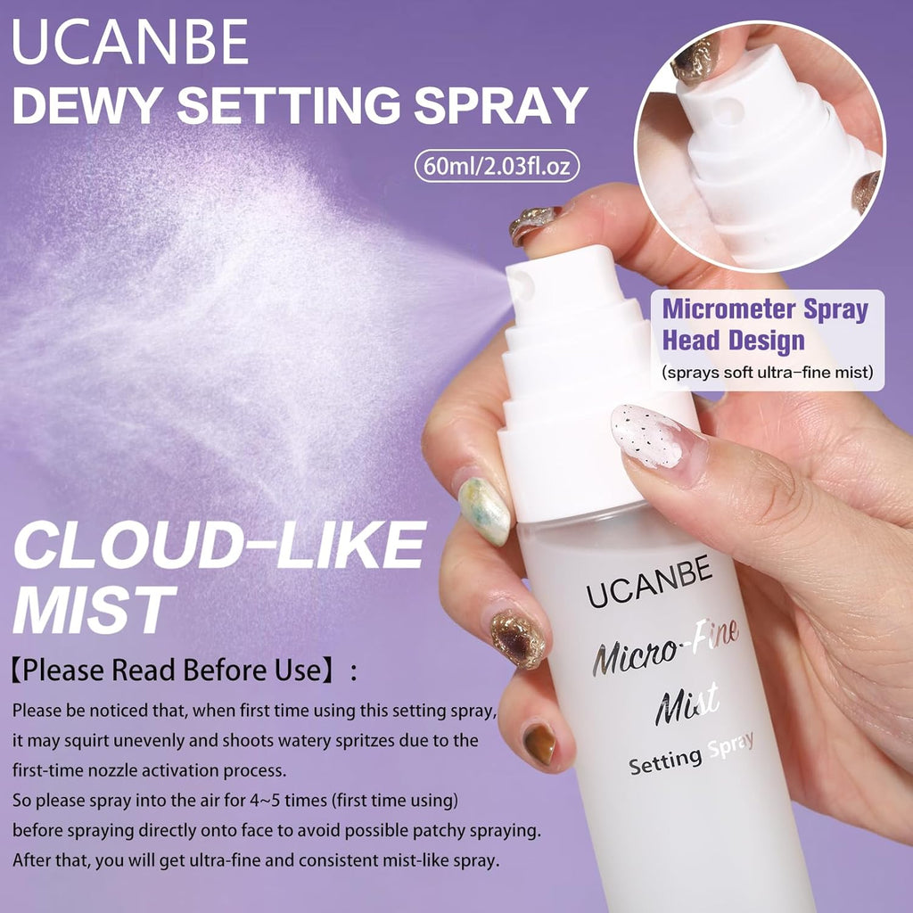 UCANBE Dewy Setting Spray - Long-Lasting Hydrating Makeup Finishing Spray | Lightweight & Waterproof, 16-Hour Wear